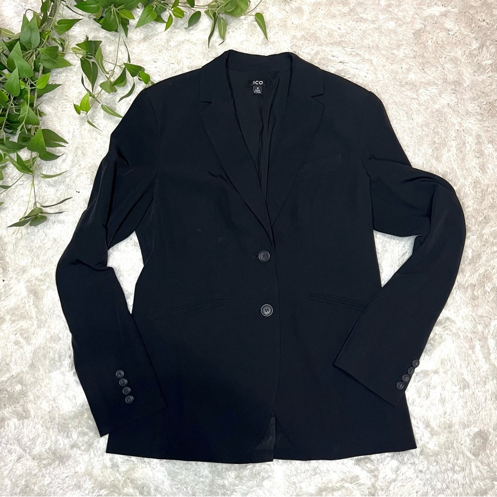 ICO Black 2 Button womens Blazer Size 6